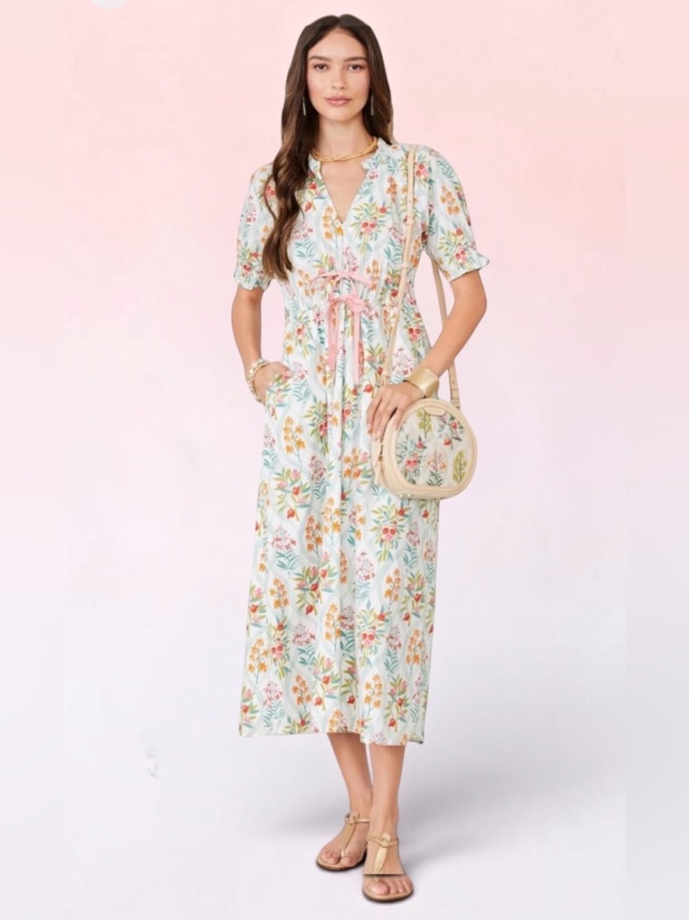 Spartina 449 Floral Joanie Maxi Dress-Size Small NWOT